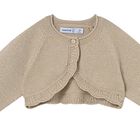 Younger Girls Beige Knitted Cardigan, 2, hi-res