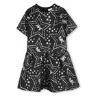 Girls Black & Silver Logo Jacquard Dress, 1, hi-res