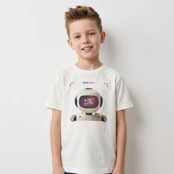 Boys Ivory Robot T-Shirt