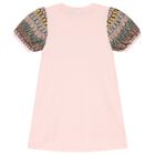 Girls Pink Logo Dress, 4, hi-res
