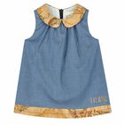 Girls Blue & Beige Geo Map Dress, 1, hi-res