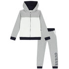 Boys White & Grey Logo Tracksuit, 1, hi-res