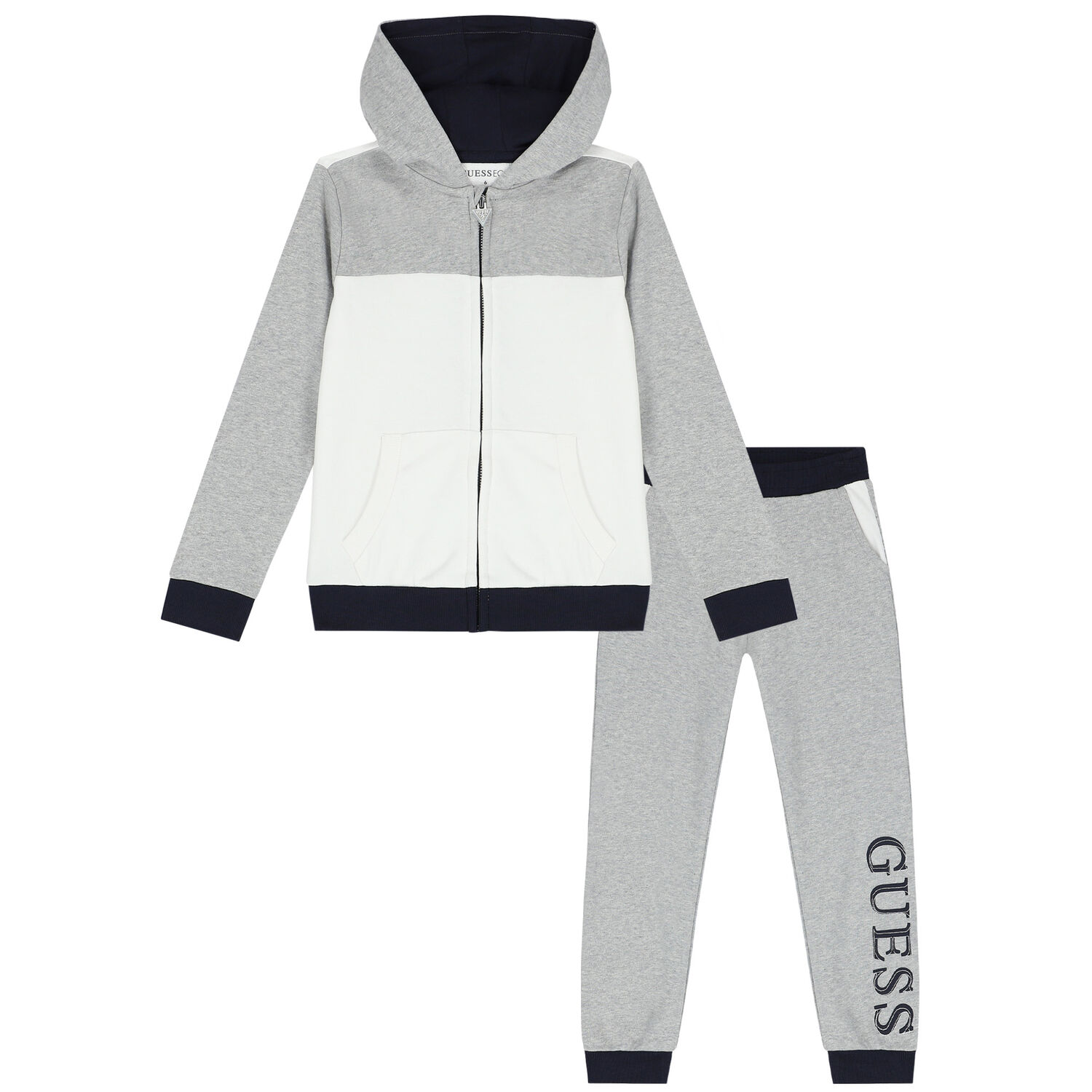 Boys White & Grey Logo Tracksuit, 1, hi-res