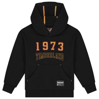 Boys Black Logo Hooded Top