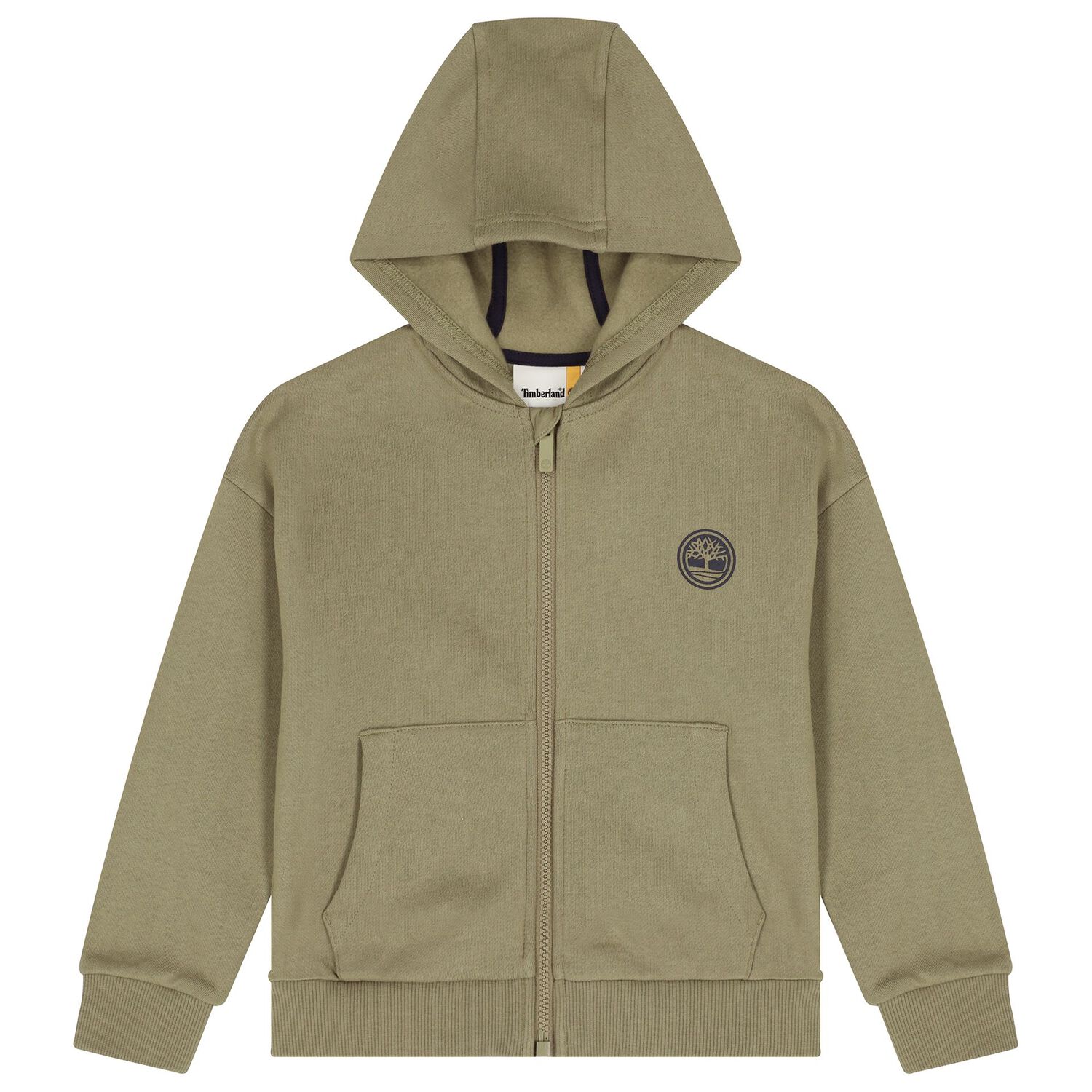 Boys Beige Logo Hooded Zip Up Top , 1, hi-res