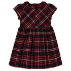 Girls Navy Blue Tartan Smocked Dress, 1, hi-res