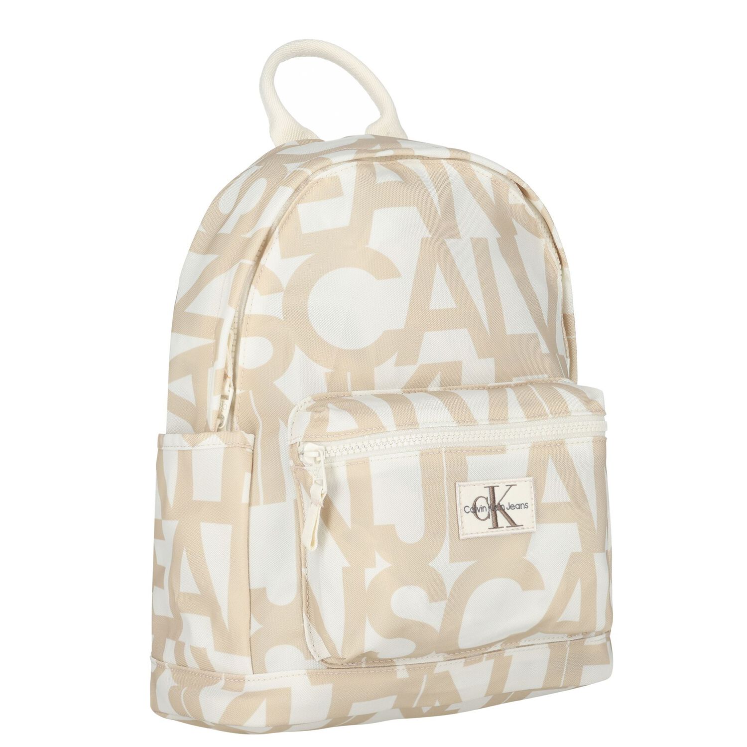 Beige & Ivory Logo Backpack, 1, hi-res