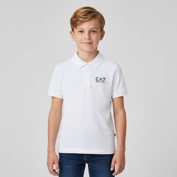 Boys White Logo Polo Shirt