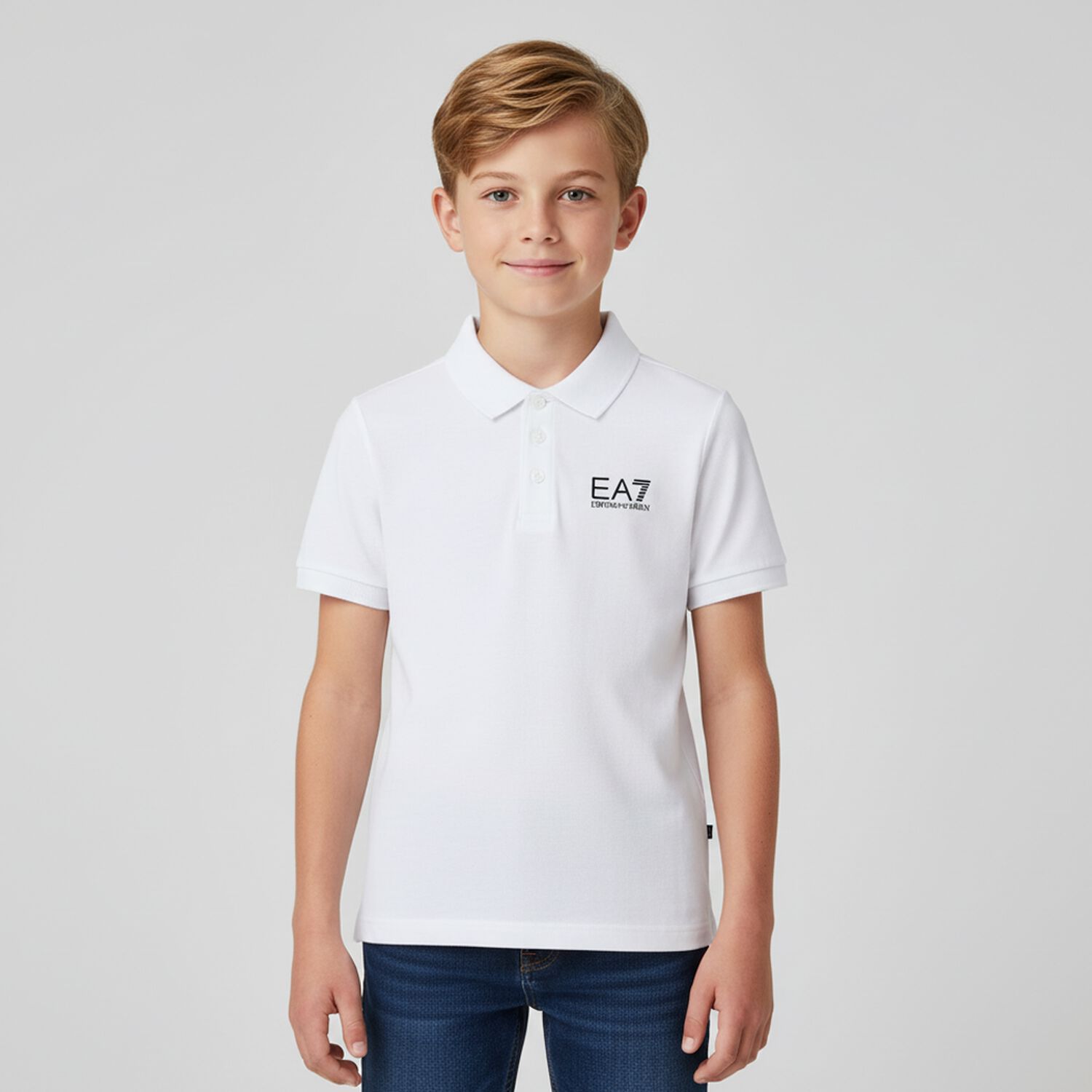 Boys White Logo Polo Shirt, 2, hi-res image number null