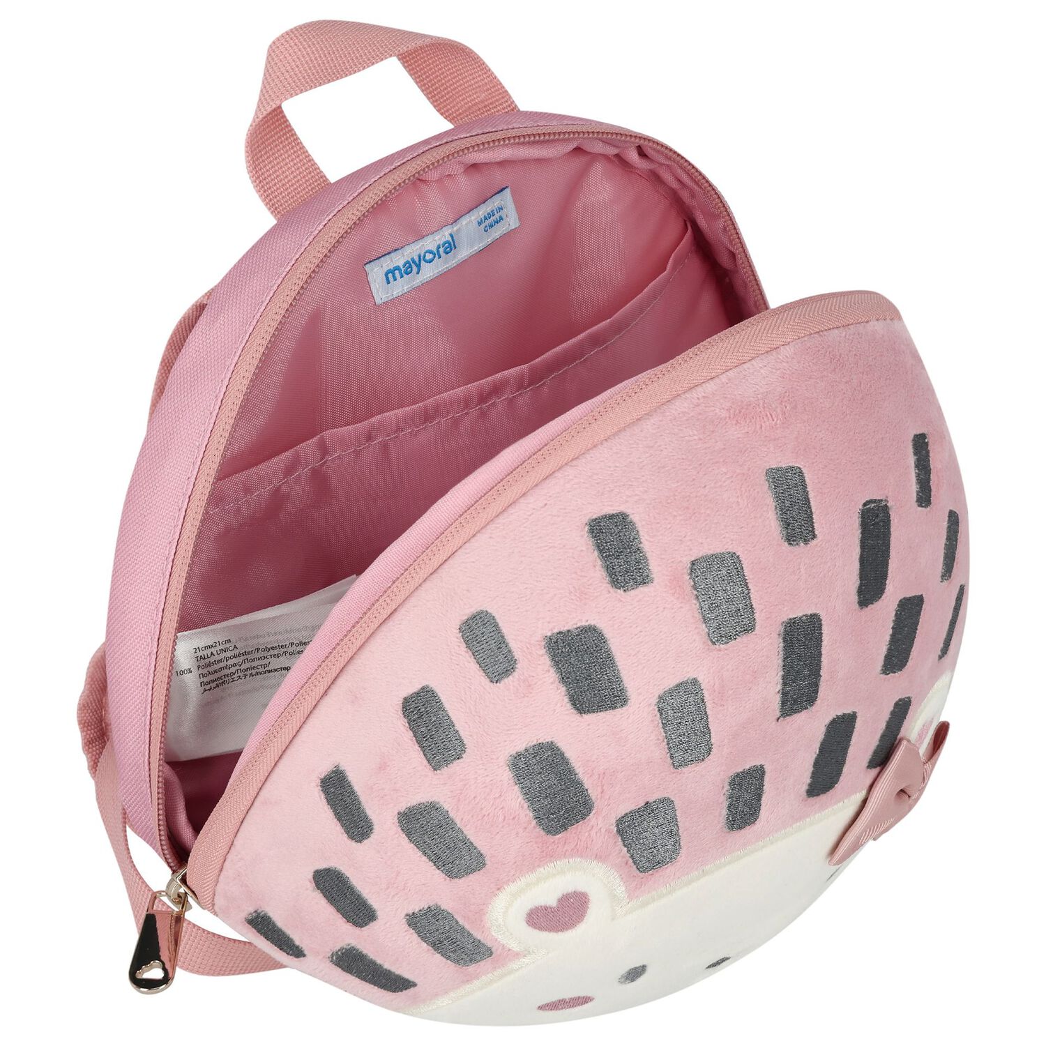Girls Pink Hedgehog Backpack, 1, hi-res