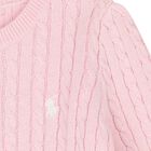 Baby Girls Pink Logo Cable Knit Cardigan, 1, hi-res
