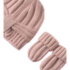 Baby Girls Pink Knitted Hat & Mittens Set, 2, hi-res
