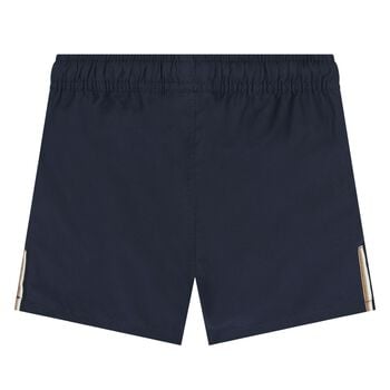 Younger Boys Mini Me Navy Blue Logo Swim 