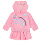 Younger Girls Pink Sequins Hooded Dress, 1, hi-res