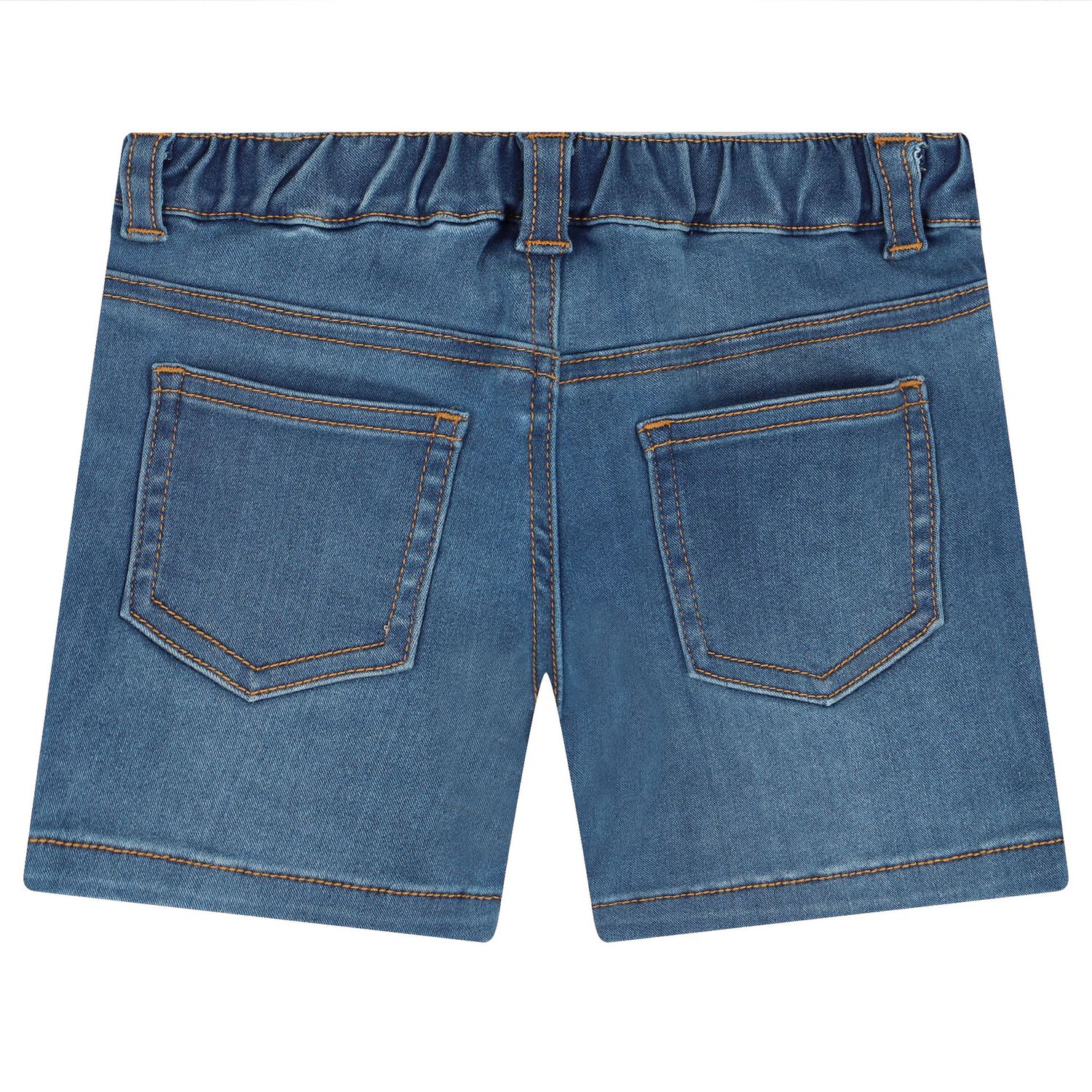Younger Boys Blue Denim Teddy Bear Logo Shorts, 1, hi-res image number null