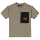 Boys Khaki Cotton T-Shirt, 1, hi-res
