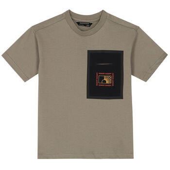Boys Khaki Cotton T-Shirt