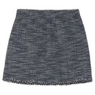 Girls Navy Blue Tweed Skirt, 1, hi-res