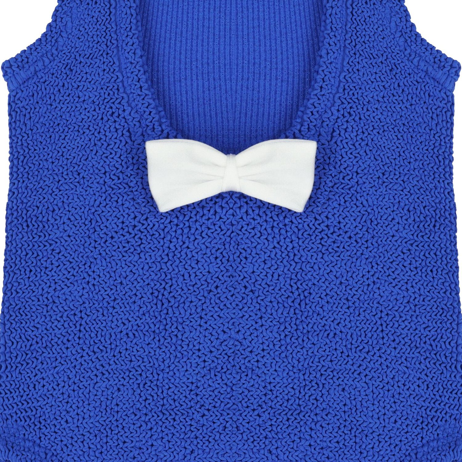 Girls Blue Bow Crinkle Swimsuit, 1, hi-res