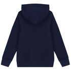 Boys Navy Blue Logo Hooded Top, 1, hi-res
