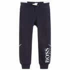 Boys Navy Blue Logo Joggers, 1, hi-res