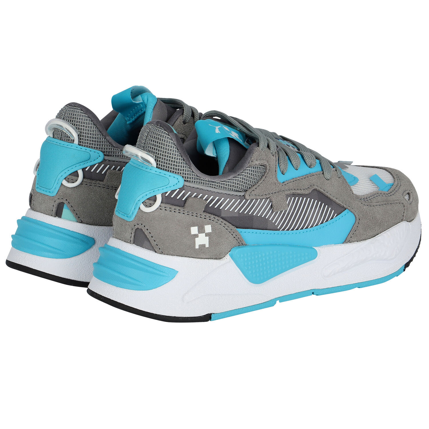 White, Grey & Blue RS-Z Minecraft Jr Trainers, 1, hi-res