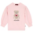 Girls Pink Teddy Bear Logo Sweatshirt, 2, hi-res