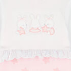 Baby Girls White & Pink Bunny Babygrow, 1, hi-res