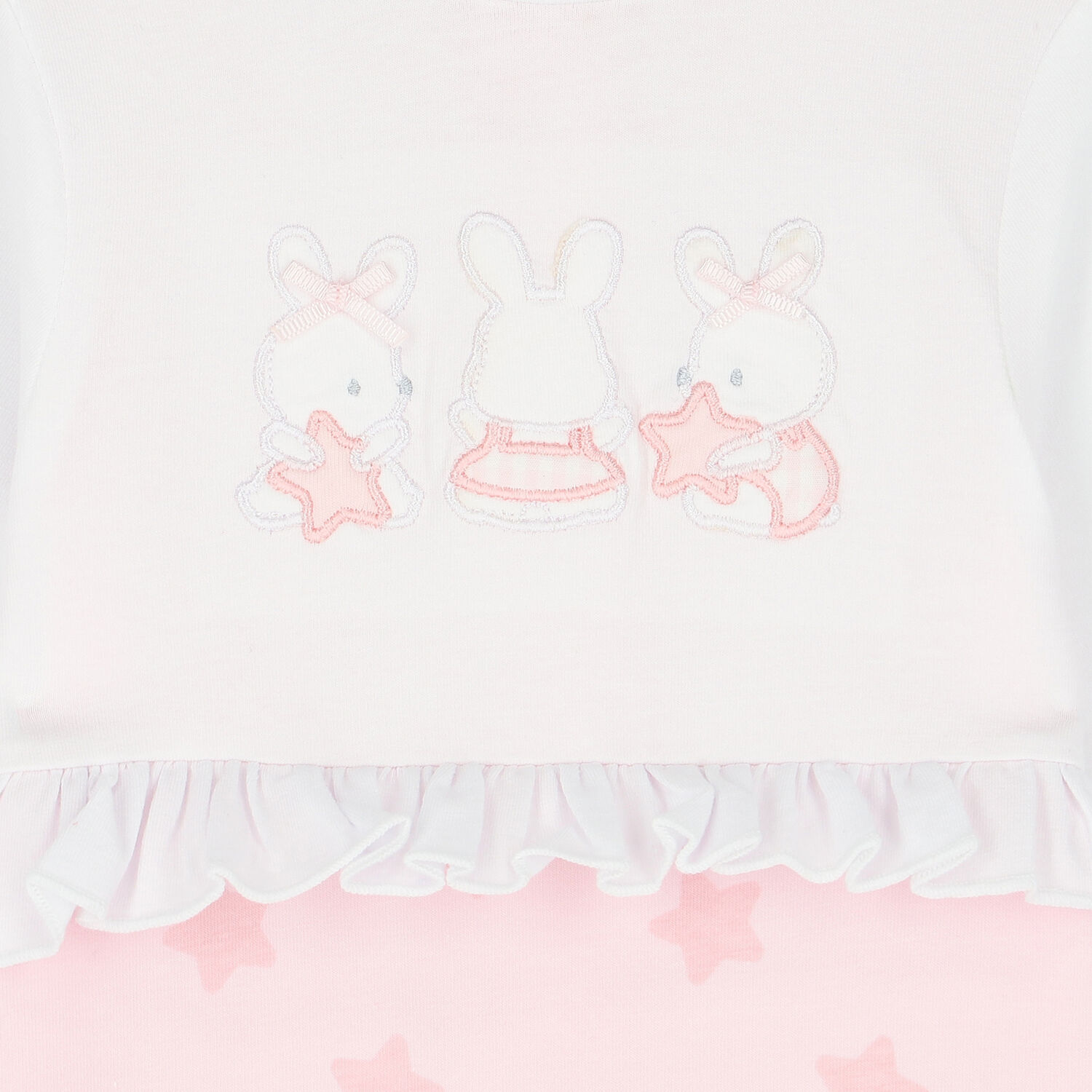 Baby Girls White & Pink Bunny Babygrow, 1, hi-res