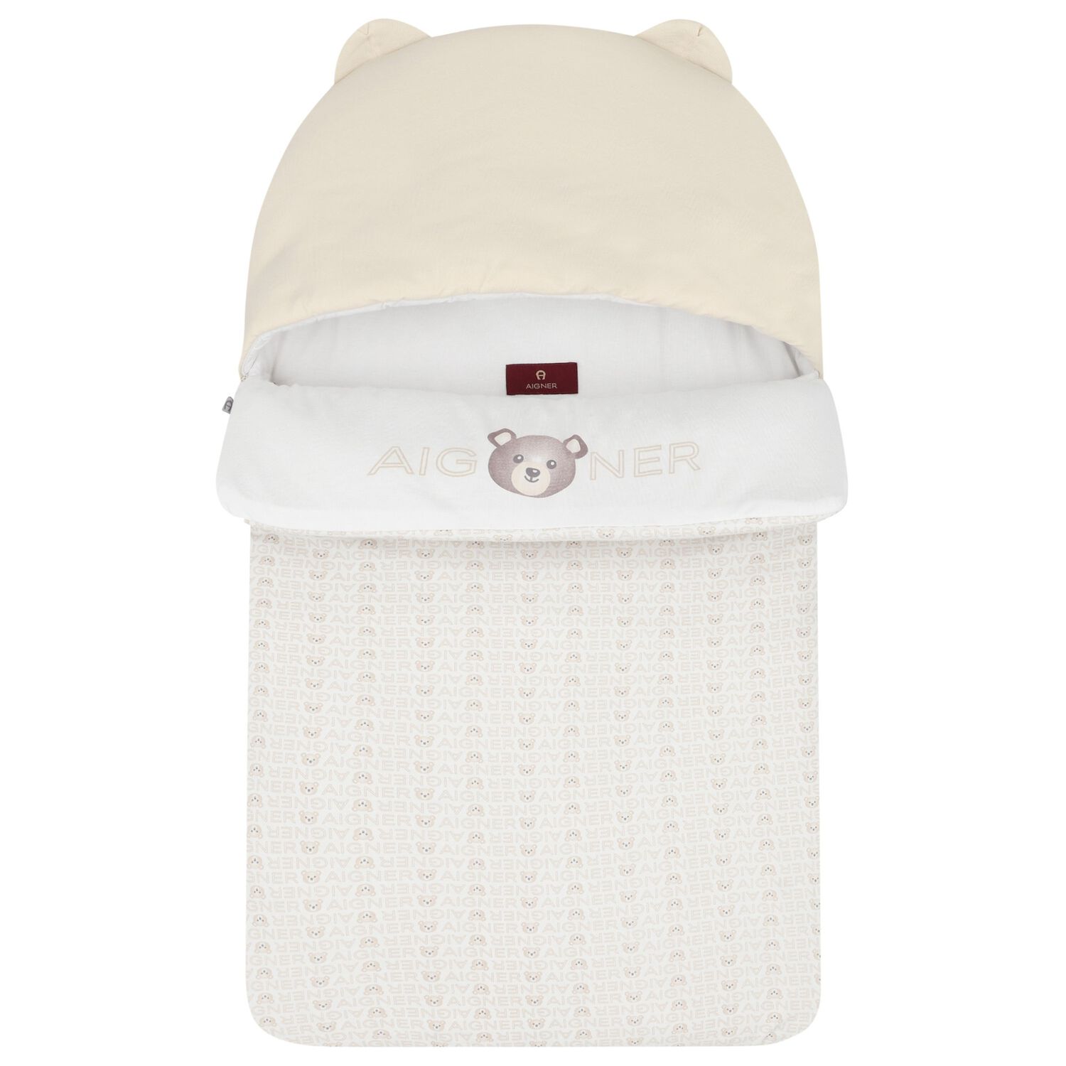 Beige & White Teddy Bear Logo Baby Nest, 1, hi-res