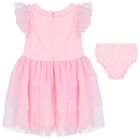 Baby Girls Pink Logo Tulle Dress Set, 1, hi-res