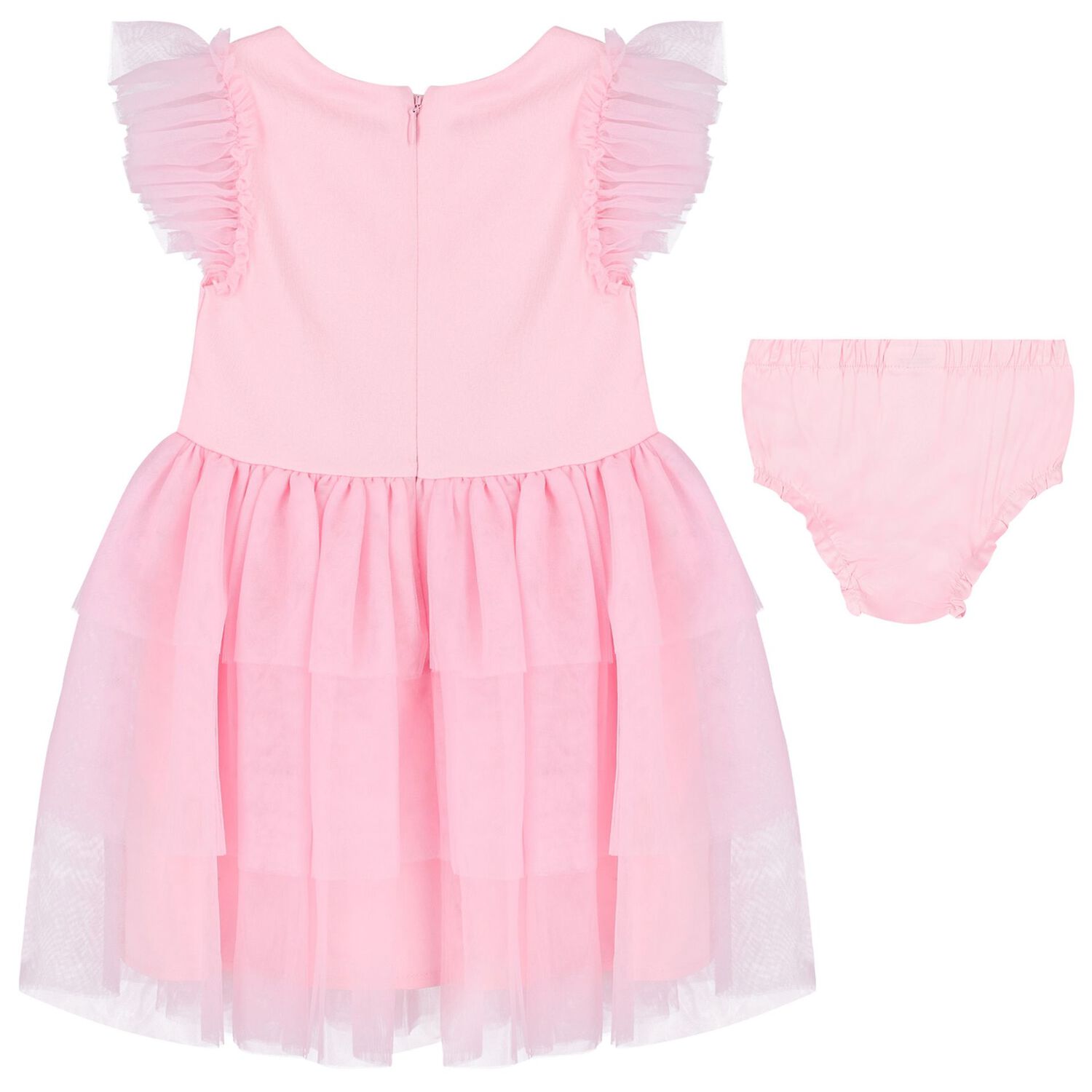 Baby Girls Pink Logo Tulle Dress Set, 1, hi-res image number null