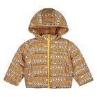 Younger Boys Beige Logo Padded Puffer Jacket, 1, hi-res