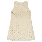 Girls Ivory & Gold Satin Dress, 1, hi-res
