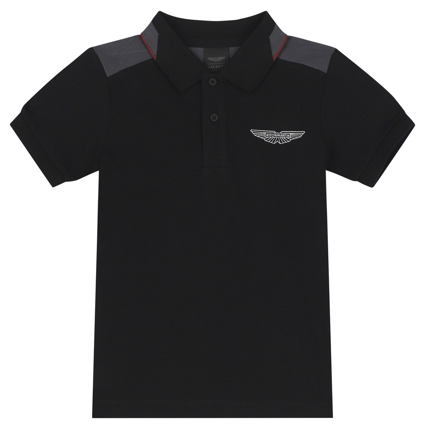 Boys Black Aston Martin Logo Polo Shirt, 1, hi-res