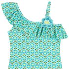 Girls Green Floral Swimsuit, 2, hi-res