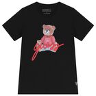 Boys Black Teddy Bear Logo T-Shirt, 3, hi-res