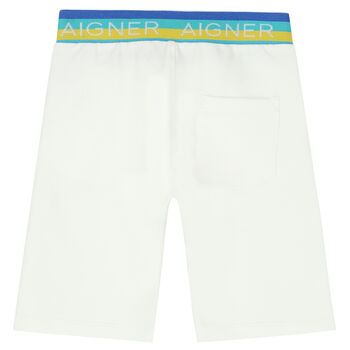 Younger Boys White Logo Shorts
