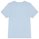 Girls Blue Cotton Bear Logo T-Shirt, 1, hi-res