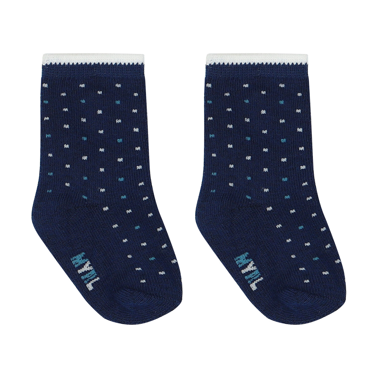 Baby Boys Navy & White Socks ( 3-Pack ), 1, hi-res