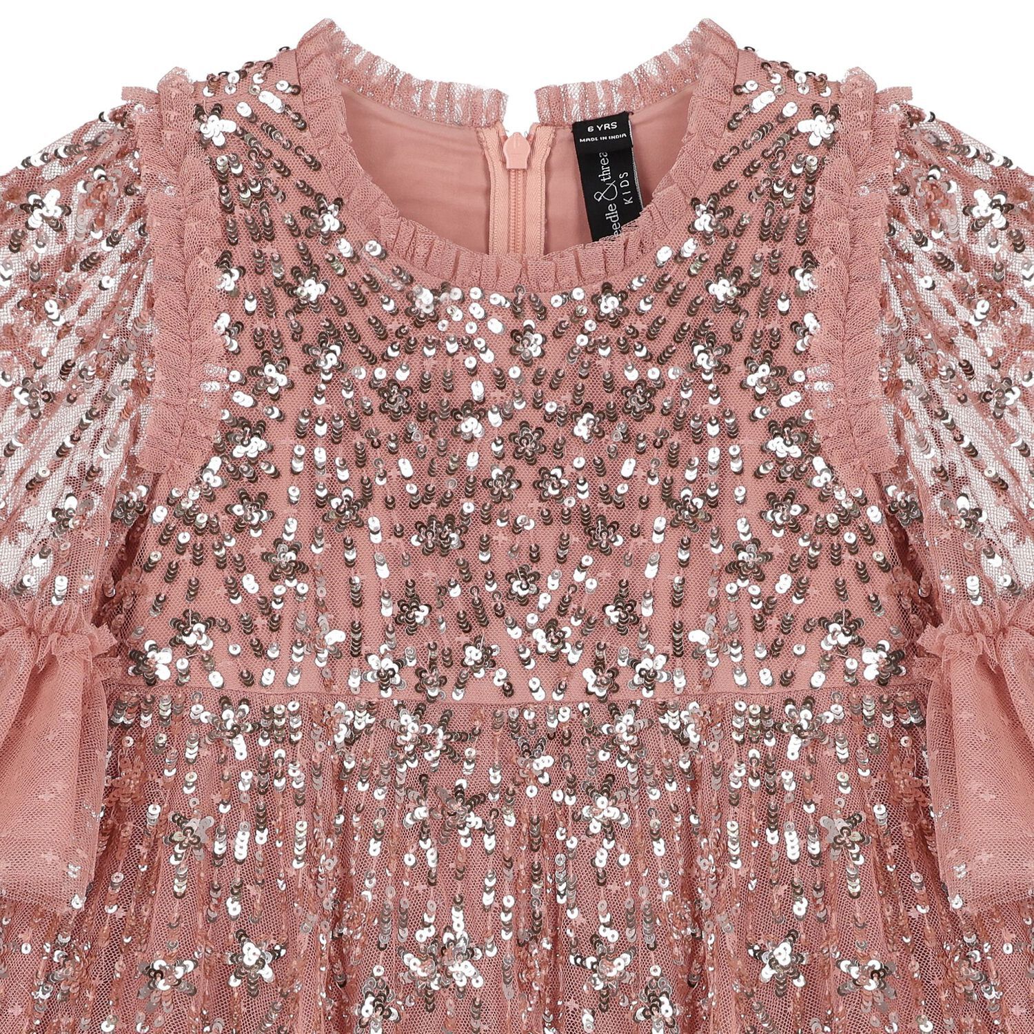 Girls Pink Sequin & Tulle Dress, 1, hi-res image number null