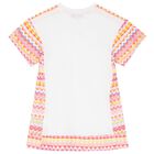 Girls White & Pink Zigzag Dress, 1, hi-res