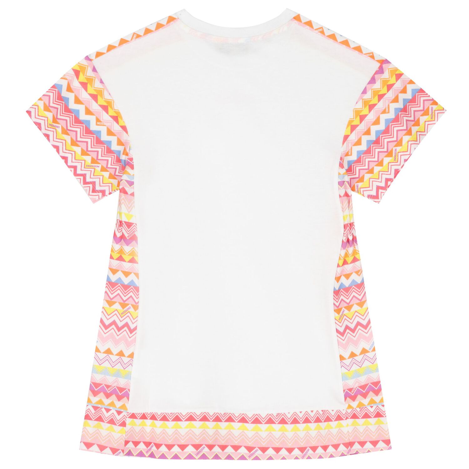 Girls White & Pink Zigzag Dress, 1, hi-res