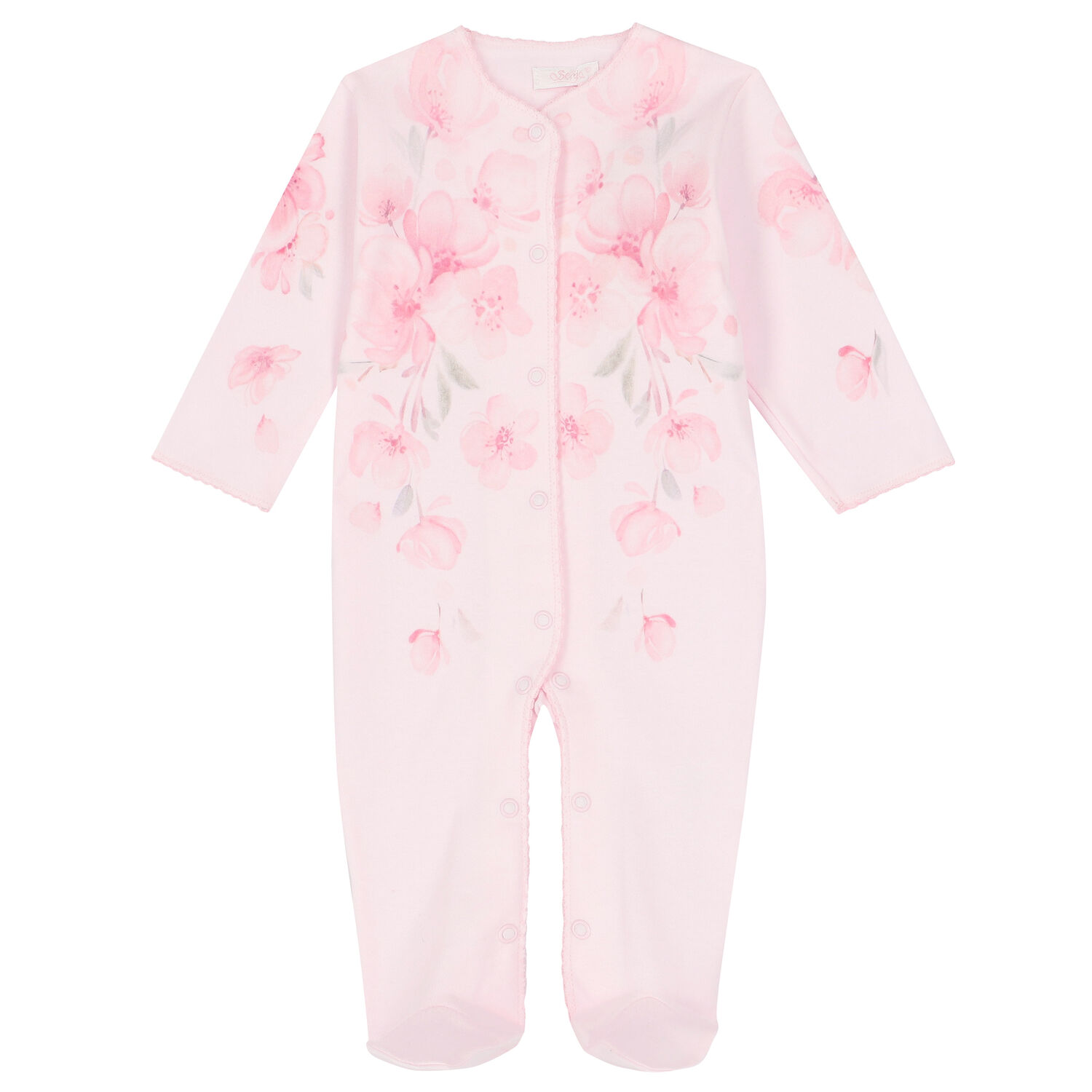 Baby Girls Pink Printed Babygrow , 1, hi-res