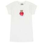 Girls White Teddy Bear Dress, 1, hi-res