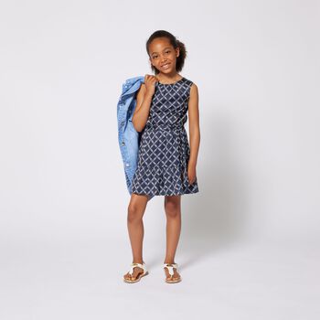 Girls Navy Blue Logo Dress