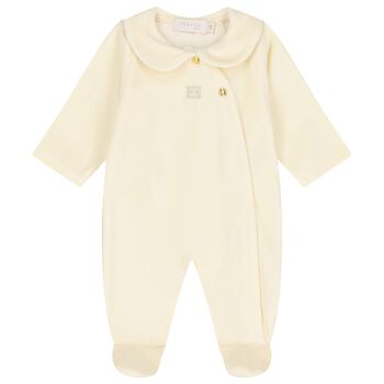 Baby Girls Ivory Logo Babygrow