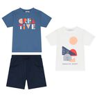 Boys White & Blue Shorts Set, 2, hi-res
