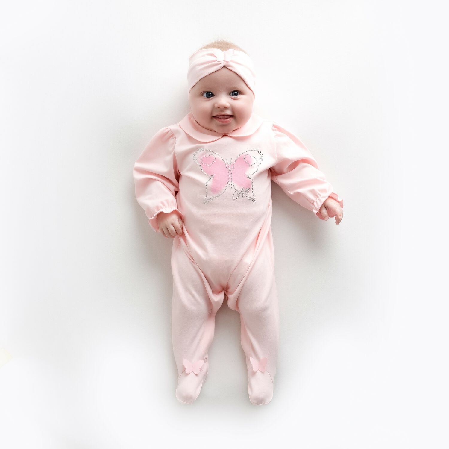 Baby Girls Pink Butterfly Babygrow, 1, hi-res image number null
