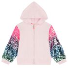 Girls Pink Sequin Hooded Zip Up Top, 1, hi-res